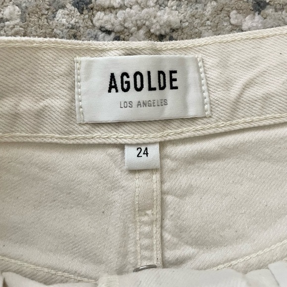AGOLDE Dee High Rise Cut Off Jean Shorts Cream White Size 24 - Picture 5 of 7